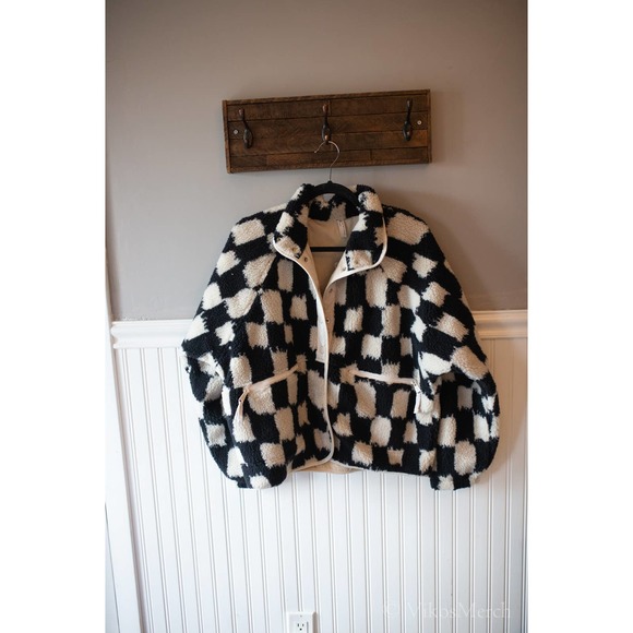 Free People Movement Hit the Slopes Printed Fleece Checkered Jacket Small - Picture 3 of 4